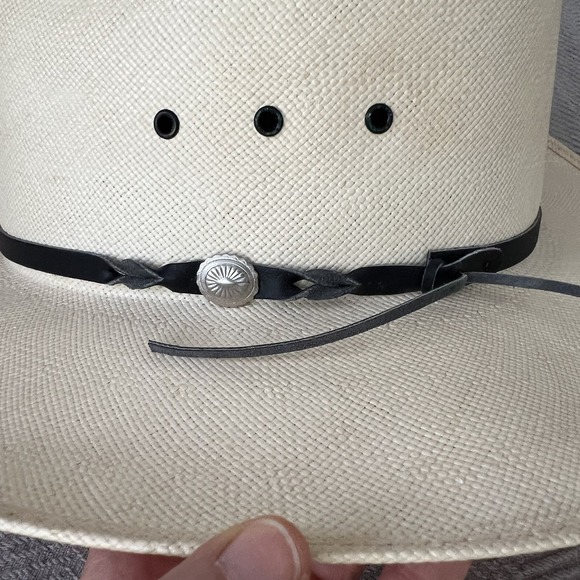 Vintage Bailey Cowboy Hat Western 7 5/8 61 Shantung Panama Straw U-Rollit USA - Picture 10 of 16